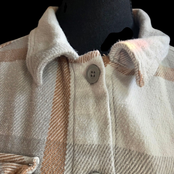 BC Clothing Brown And Grey Plaid Utility Jacket for Women Size L - Picture 2 of 7